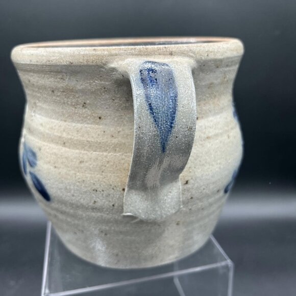 Rowe Pottery Works Cow Stoneware Salt-Glazed Crock 1965 Blue Grey, Bean Pot - Picture 8 of 11